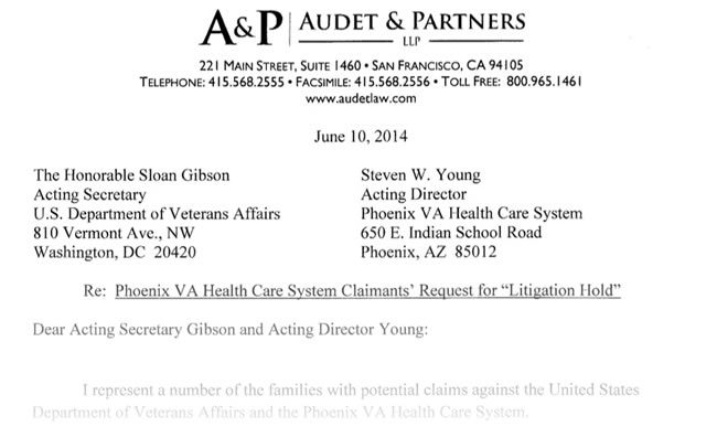 Phoenix VA Hospital Letter From William Audet